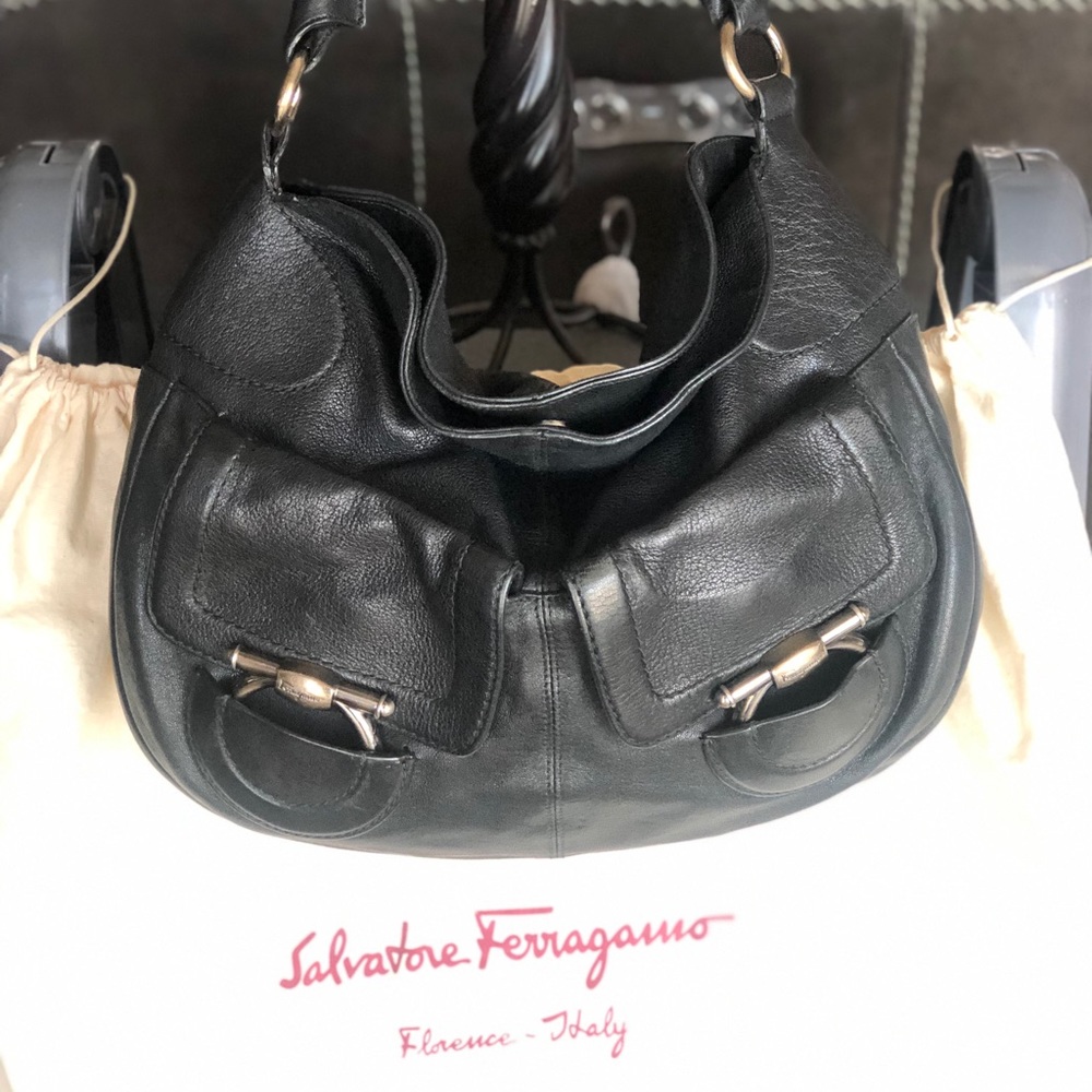 Salvatore Ferragamo Black Hobo with Wallet